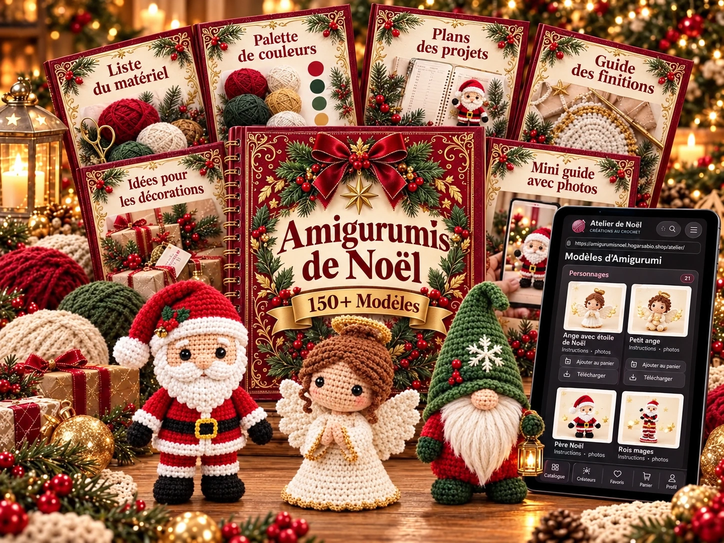 Le Plan Complet : livre de patrons, tablette et six guides bonus, avec le Père Noël, la Befana, un gnome et un ange au crochet